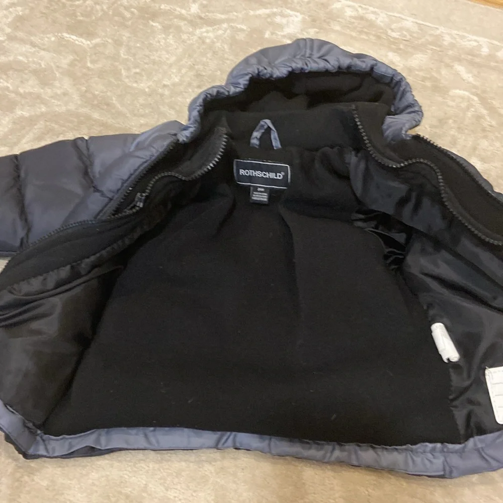 Rothschild Baby Boy Contrast Fleece Vestee Puffer Jacket Charcoal Ombre Size 24m